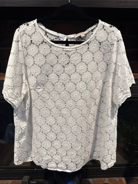 LOFT Tops - LOFT Plus White Lace Blouse